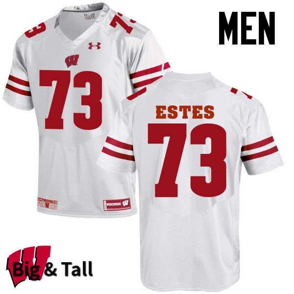 Wisconsin Badgers Men's #73 Kevin Estes NCAA Under Armour Authentic White Big & Tall College Stitched Football Jersey AB40D17VE